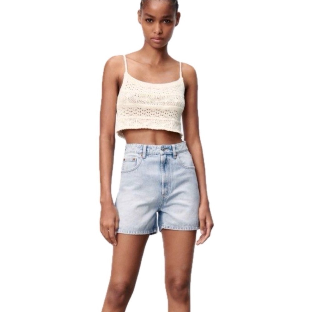 Zara High Waisted Mom Jean Short
